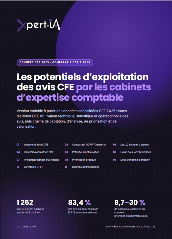 Couverture de l'étude Xpert-iA : les potentiels d'exploitation des avis CFE par les cabinets d'expertise comptable