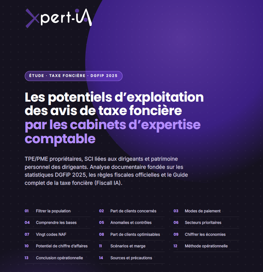 Couverture de l'étude Xpert-iA : les potentiels d'exploitation des avis de taxe foncière par les cabinets d'expertise comptable