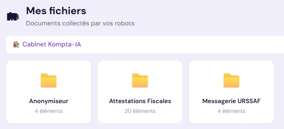 Espace Mes fichiers de la plateforme