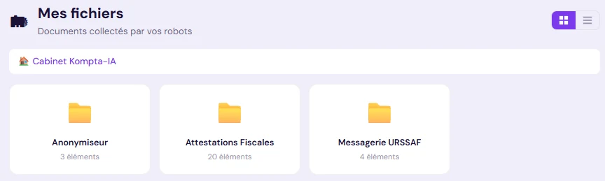 Espace Mes fichiers de la plateforme : dossier Messagerie URSSAF